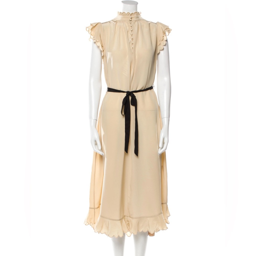 Zimmermann Silk Scallop sleeveless midi dress NWT